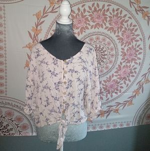 Pink & Purple Floral Button Down Blouse